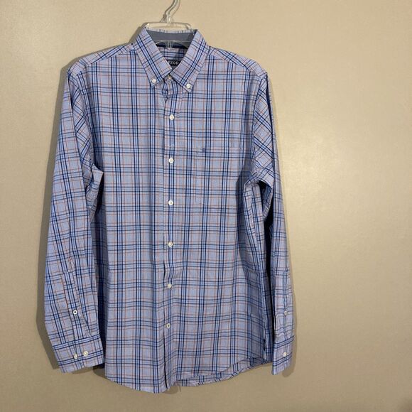 IZOD Men’s Shirt Blue Plaid Button Up Long Sleeve Size Small - Picture 1 of 11